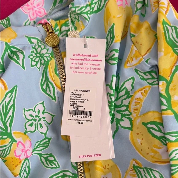 Lilly Pulitzer UPF 50+ Girls Denning Rashguard Swimsuit NWT - Picture 2 of 5